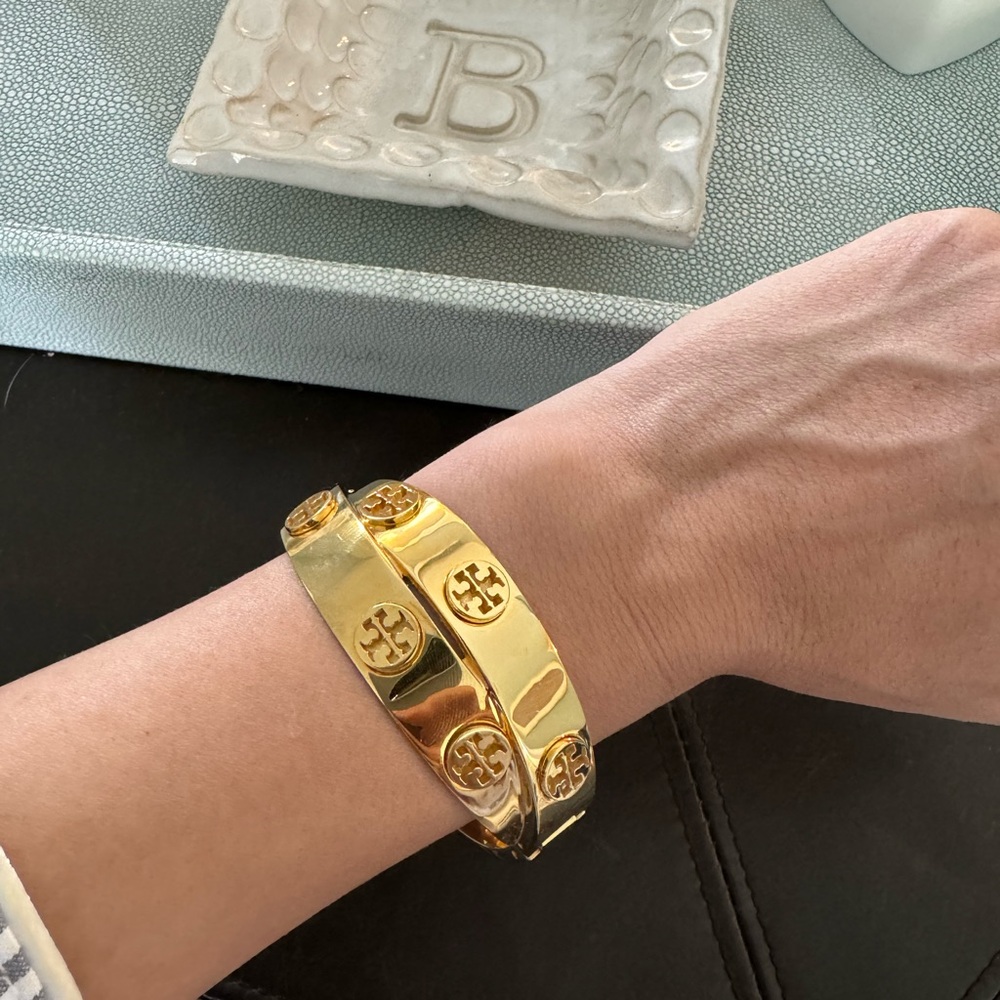 Tory Burch Metal Logo Double-Wrap Bracelet